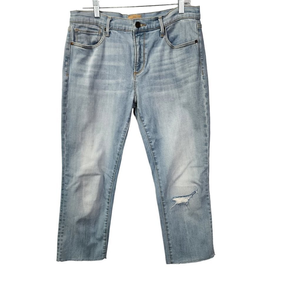 Driftwood Women's Candace Cropped‎ Stretch Raw Hem Straight Leg Jeans 29 29x23